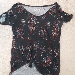 Black floral v-neck